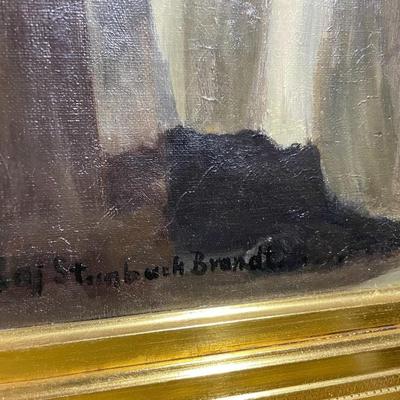 KAJ STEENBUCH BRANDT (1886-1948) Oil Painting on Canvas Frame Size 21" x 24.5" in VG Preowned Condition as Pic'd.