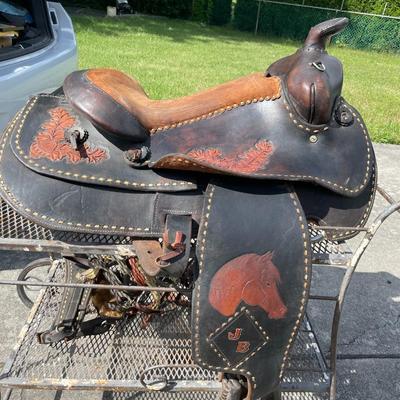 Vintage/Antique "JB" All Leather Horse Riding Saddle Probably Custom-Made Preowned Condition from an Estate as Pictured.