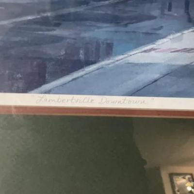 Lambertville NJ Downtown Artist Proof by Joanna Krasnansky Edition 56/474 Frame Size 21.5" x 25.5" in VG Preowned Condition.