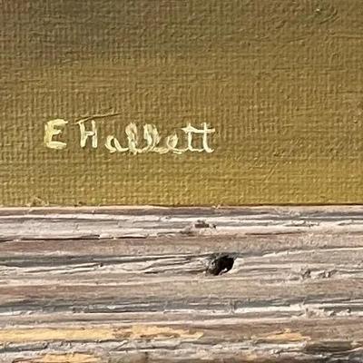 Vintage Oil on Artist Board Seascape c1960's by E. Hallett in a Home-Made Wooden Frame 22.5" x 26.5" Preowned from an Estate.