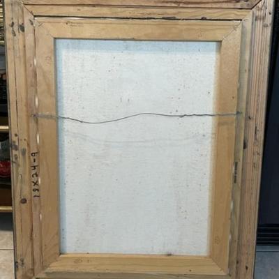 Vintage Amish Girl Holding Rooster/Chicken Oil/Acrylic Painting by Marlene Frame Size 23.5" x 30" in Good Preowned Condition.