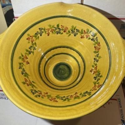 Vintage Terre ÃƒÂ¨ Provence Handmade in France Stoneware/Pottery Huge Serving Bowl 16" Diameter & 8.75" Tall w/Handles...