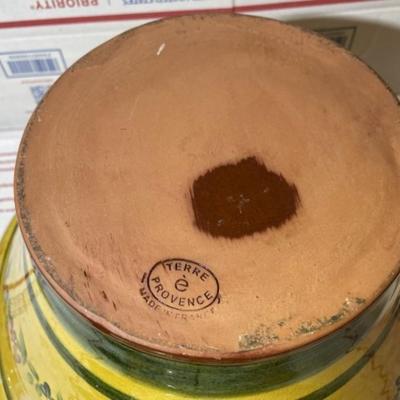 Vintage Terre ÃƒÂ¨ Provence Handmade in France Stoneware/Pottery Huge Serving Bowl 16" Diameter & 8.75" Tall w/Handles...