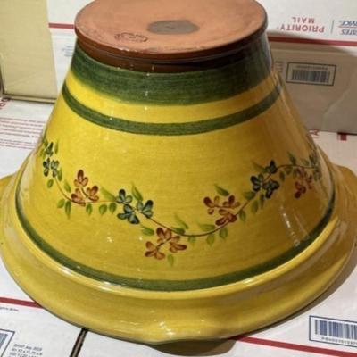 Vintage Terre ÃƒÂ¨ Provence Handmade in France Stoneware/Pottery Huge Serving Bowl 16" Diameter & 8.75" Tall w/Handles...
