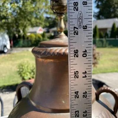 Huge All Copper Heavy Arts & Crafts Era Hand Made Table Lamp 26.5" Tall & 14" Wide Preowned from an Estate Cleanout. (A...