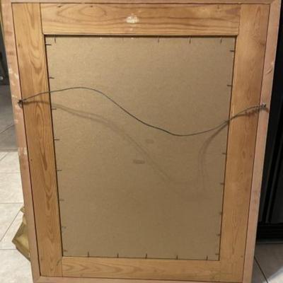 Vintage Mid-Century Young Asian Girl Print on Board in a Wooden Frame Size 25.5" x 32".