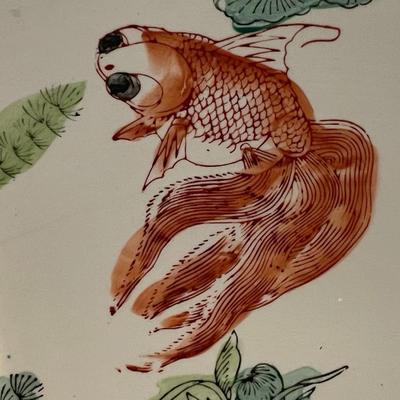 Very Large Asian Koi Fish Planter 14" Diameter in VG Preowned Condition as Pictured.