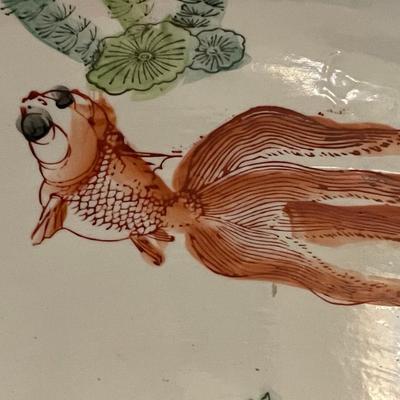 Very Large Asian Koi Fish Planter 14" Diameter in VG Preowned Condition as Pictured.