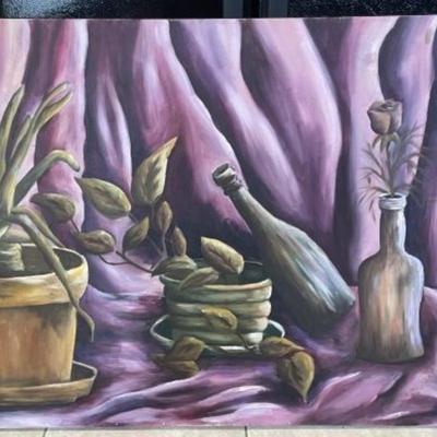 Vintage Noted New Jersey Artist McCrink Acrylic Painting 24" x 36" in Good Preowned Condition.