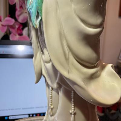 Antique Chinese Porcelain Blanc De Chine Figurine Young Buddha Guanyin Guan Yin Kuan Yin 18.75'' Tall.