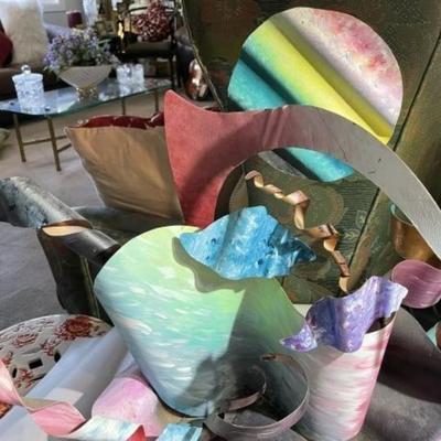 Noted NJ Artist Michael P. McCrink Signed Copper Metal Fabricated Table Centerpiece Artwork Approx 16" x 21" in Good Condition.