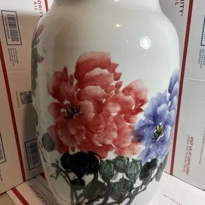 Vintage Large Asian 20th Century Soft-Paste Porcelain Vase 13.5" Tall Preowned from an Estate as Pictured.