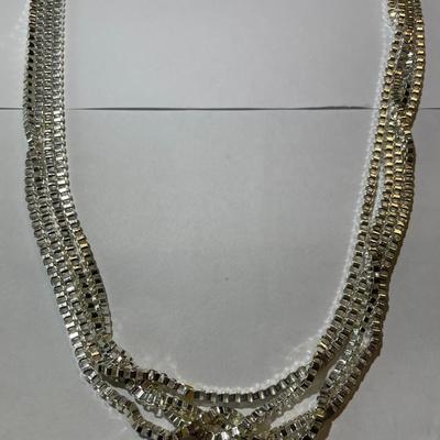 Heavy New Never Worn Condition Silver-tone Adjustable 32"-35" Fashion Box Chain Necklace 4-Strand as Pictured.