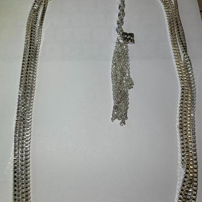 Heavy New Never Worn Condition Silver-tone Adjustable 32"-35" Fashion Box Chain Necklace 4-Strand as Pictured.