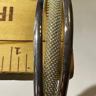 Heavy Hardly Ever Worn Condition Sterling Silver Mesh Top Cuff Bracelet for a Size 8" Wrist in VG Condition.