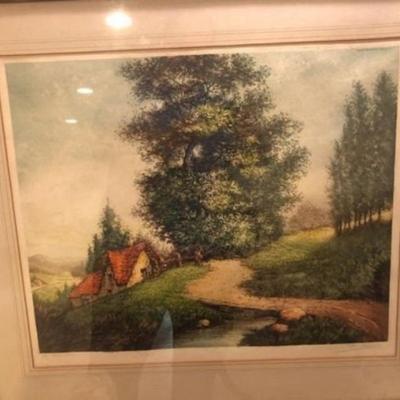 Scarce Genuine Large Etching/Engraving by R. Barnaix Signed in Pencil from an Estate. (Frame Size 27" x 31").