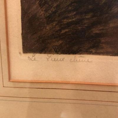 Scarce Genuine Large Etching/Engraving by R. Barnaix Signed in Pencil from an Estate. (Frame Size 27" x 31").