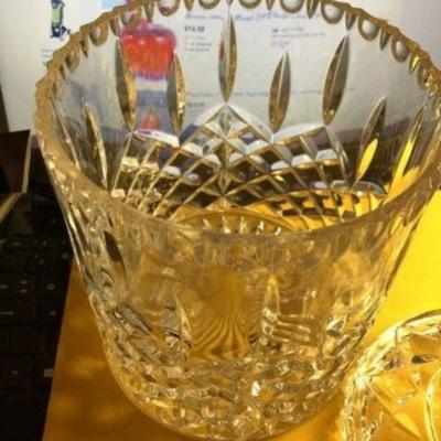 Vintage Mid-Century Large 9.5” Tall Leaded Pressed Glass Covered Bowl Very Heavy as Pictured.