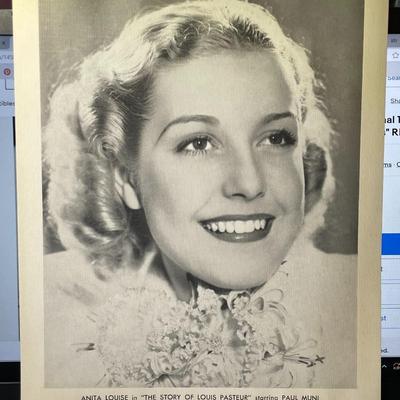 Anita Louise Original 8x10 Photo Print "The Story of Louis Pasteur" New York Strand Theatre as Pictured.