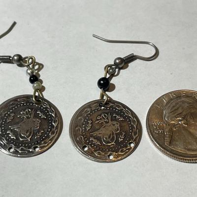 Vintage Egyptian Silver Coin Dangling Earrings as Pictured.