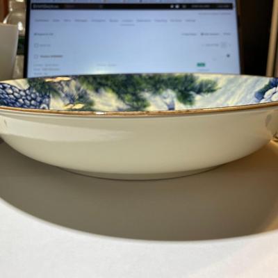 Japanese Mid-Century Modern Porcelain Koi Fishbowl 12.25" Diameter in VG Preowned Condition.