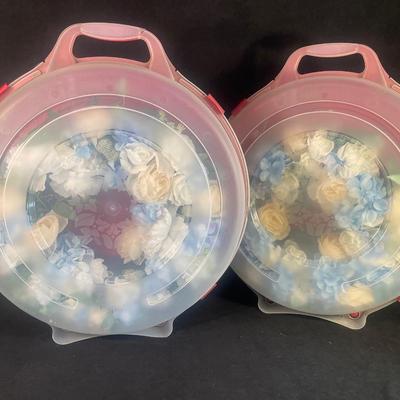 lot 8 Pair of Blue Floral Wreaths
