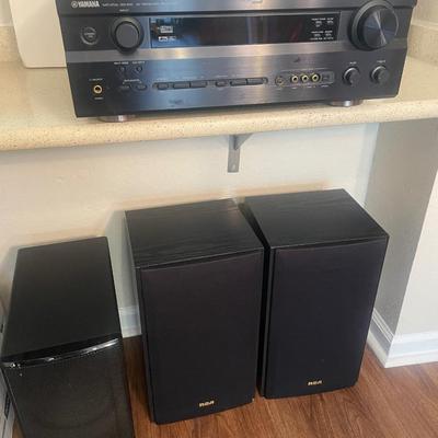 Lot 23 Yamaha AV Receiver and 3 speakers