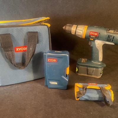 Lot 25. Ryobi Drill with case and bits
