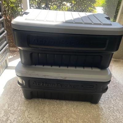 Lot 37. Two Large Rubbermaid Locking Storage Bins