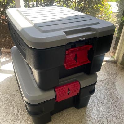 Lot 37. Two Large Rubbermaid Locking Storage Bins