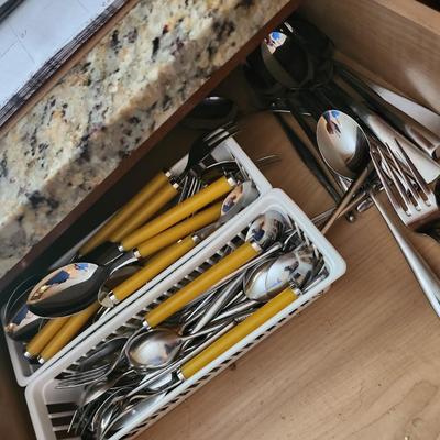 Misc. silverware and dishes