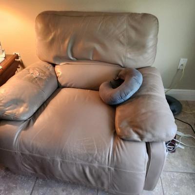 Two leather oversized recliners