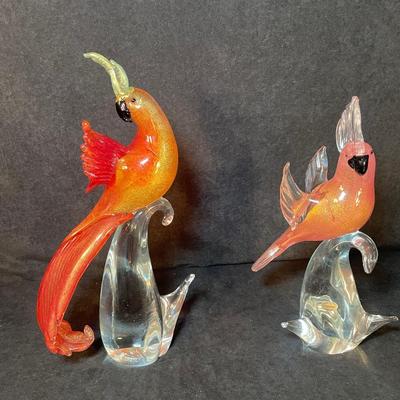 Lot 101. Pair of Murano Glass Birds