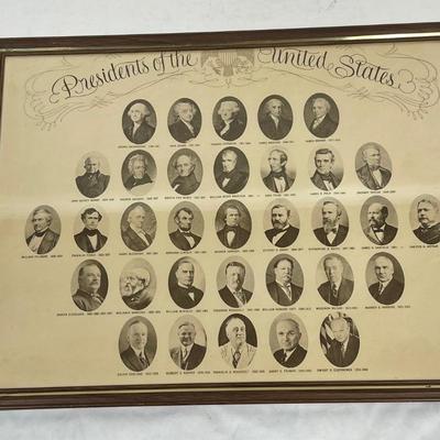 Presidents of the United States 1789-1960 12 X 16 framed poster