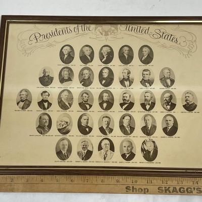 Presidents of the United States 1789-1960 12 X 16 framed poster
