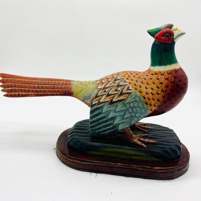 Vintage Wood Carved Ring Neck Pheasant