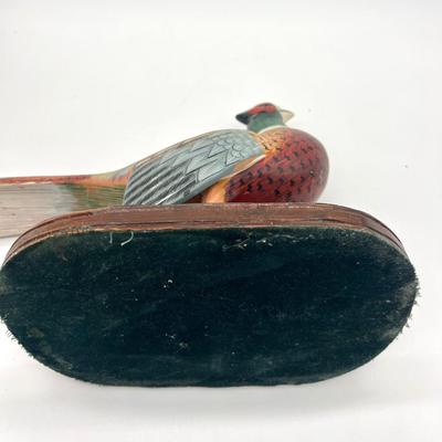 Vintage Wood Carved Ring Neck Pheasant
