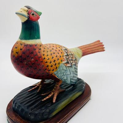 Vintage Wood Carved Ring Neck Pheasant