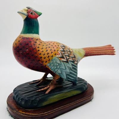 Vintage Wood Carved Ring Neck Pheasant