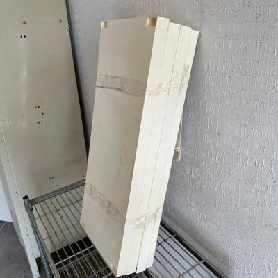 2 TIER METAL CART ON CASTERS AND 2 SMALLER PLASTIC SHELVES