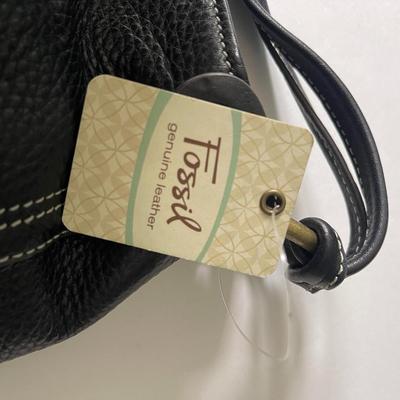 Brand New w/tags Fossil Black Leather Cortland Hobo Tote Bag