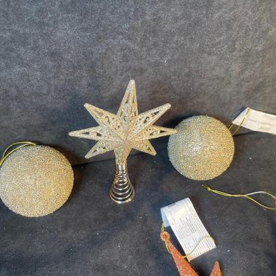 Lot 156. Ornaments & tree Topper