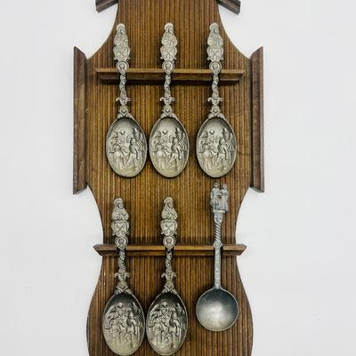 SIX Antique German Pewter Spoon Set