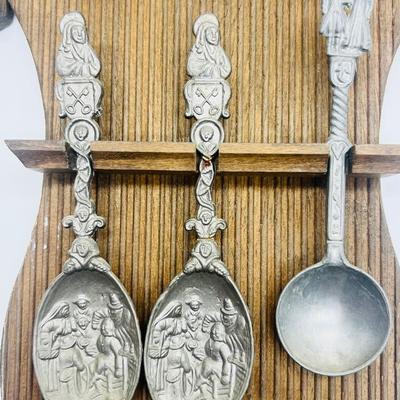 SIX Antique German Pewter Spoon Set