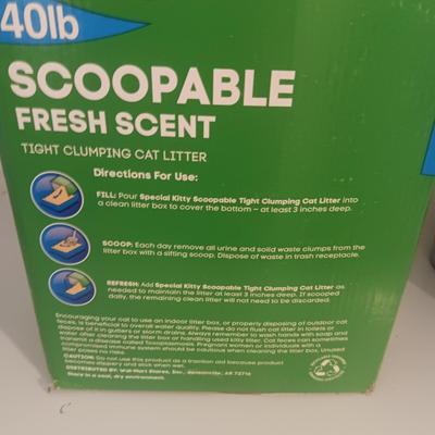 FULL BOX OF KITTY LITTER AND 3 NEW LITTER GENIES