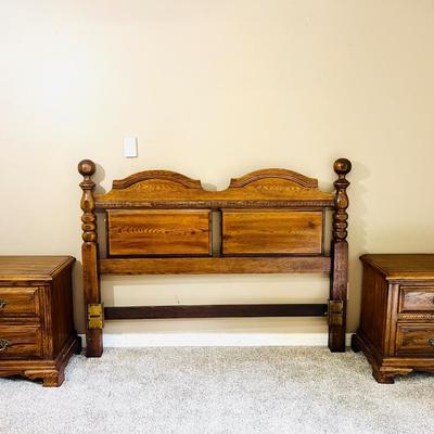 Solid Wood Queen Size Headboard and Matching Night Stands