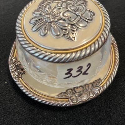 Silver Plated Metal Fancy Brighton Pretty Pearl Pressed Glass Made In Taiwan