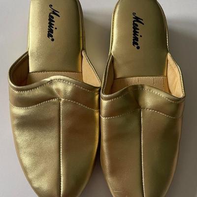 Brand New Messina Gold Slippers, Size 6