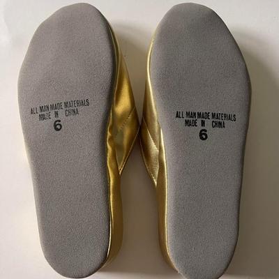 Brand New Messina Gold Slippers, Size 6