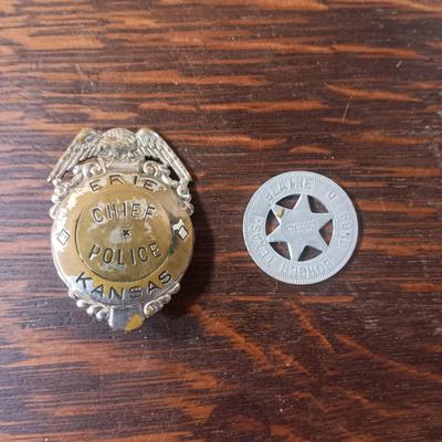 AUTHENTIC CHIEF OF POLICE BADGE AND A TOKEN